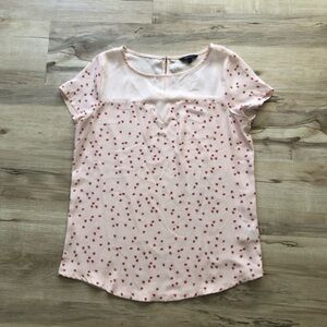 RW&CO. Pink Blouse with Red Floral Pattern